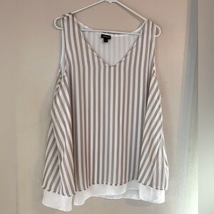 Torrid blouse womens 2X sleeveless tan white striped lined flowy light minimal
